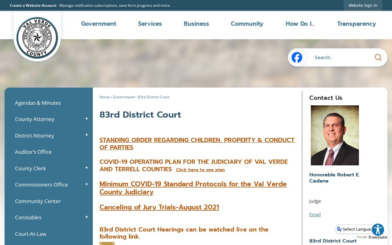 Val Verde County criminal court docket 83rd District Court