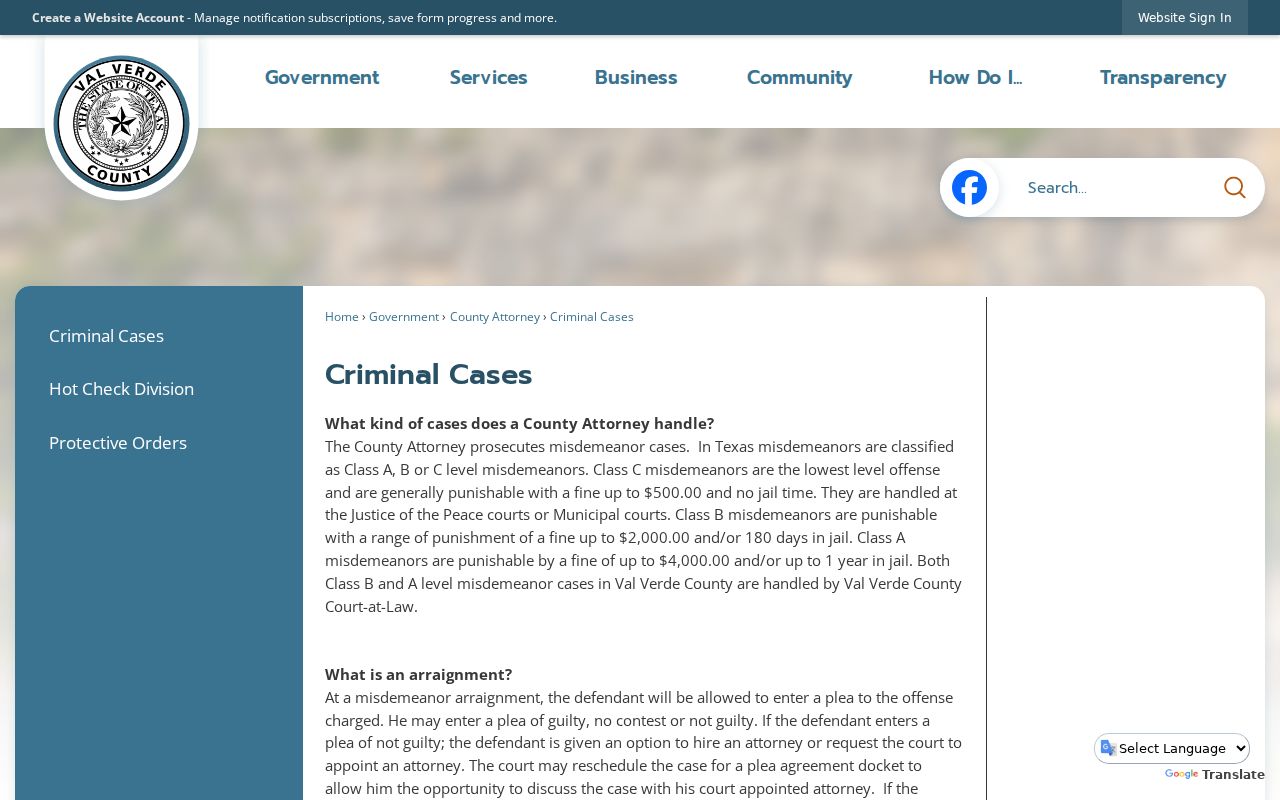 Val Verde County criminal court docket stages