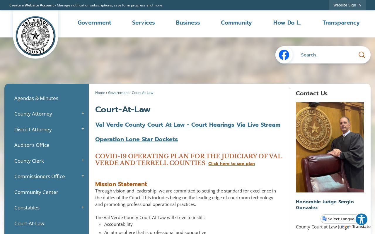 Val Verde County criminal court docket County Court at Law