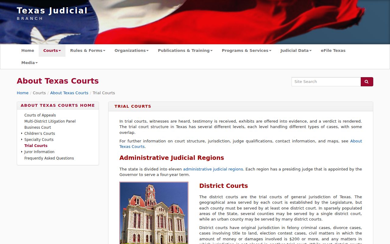 Val Verde County civil court docket Texas trial court structure
