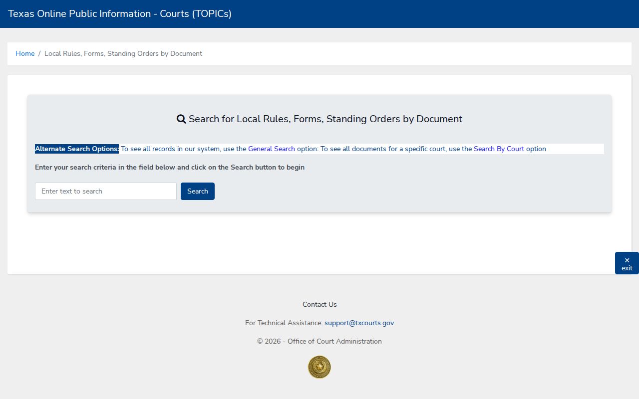 Val Verde County docket search through Texas local rules fields